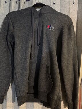 Champion Charcoal Gray Pullover Hoodie with Logo Patch